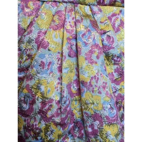 Zac Posen Target Floral Metallic Cocktail Dress Size 3 Asymmetrical Coquette - Picture 3 of 10